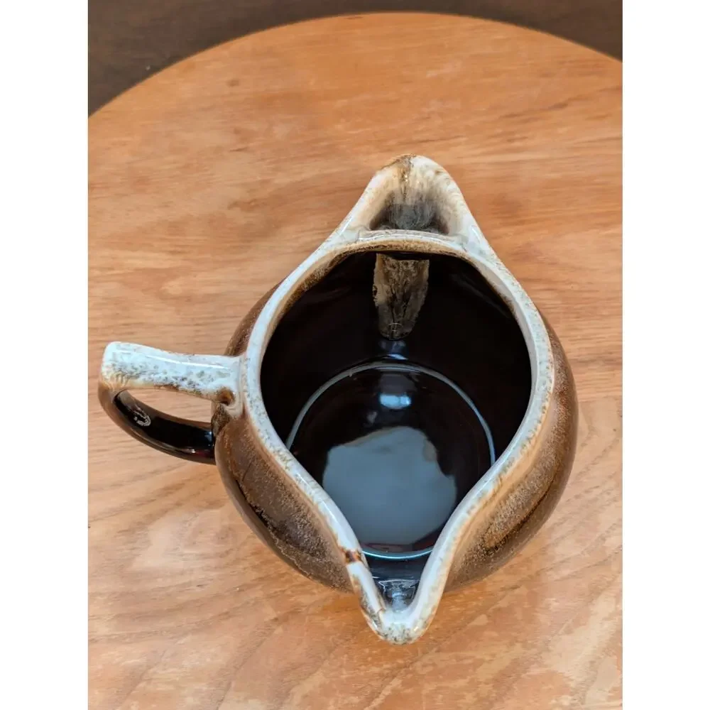 Vintage Pfaltzgraff Brown Drip Double Spout Gravy Boat Stoneware